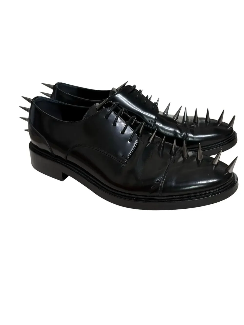 Balenciaga Mens Leather Spike Lace Up Derby Oxfords Size 46 EU 12 US